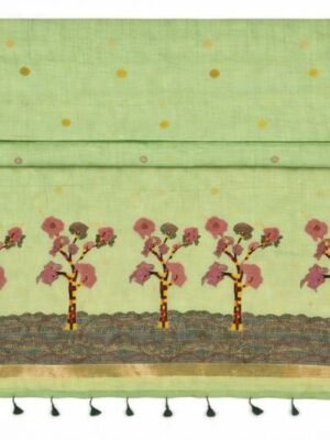 Fancy Linen Cotton Sarees ? Soft Weave Collection - Pista Green