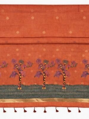 Fancy Linen Cotton Sarees ? Soft Weave Collection - Terracotta Rust