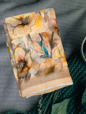 Cream Multicolour Floral Georgette Saree ? Lightweight Fancy Wear