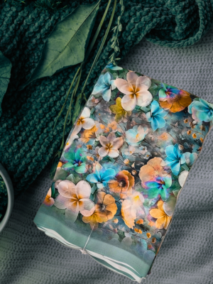 Peach-Green Floral Georgette Saree ? Soft Multicolour Designer Print