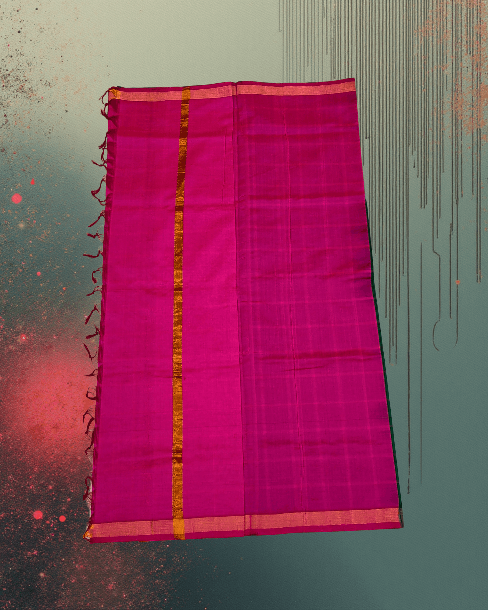Electric Green & Pink: Half Pattu Gadi Saree | Celebration Wear - Image 4