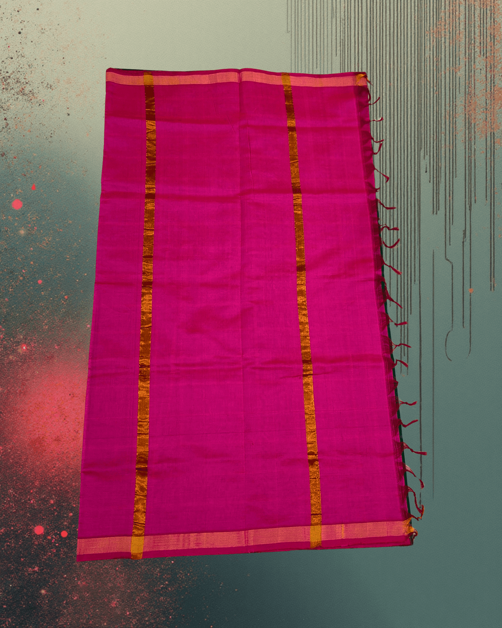 Electric Green & Pink: Half Pattu Gadi Saree | Celebration Wear - Image 5