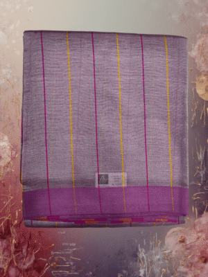 Luminous Light Purple Art Silk Saree with Pink & Gold Vertical Stripes