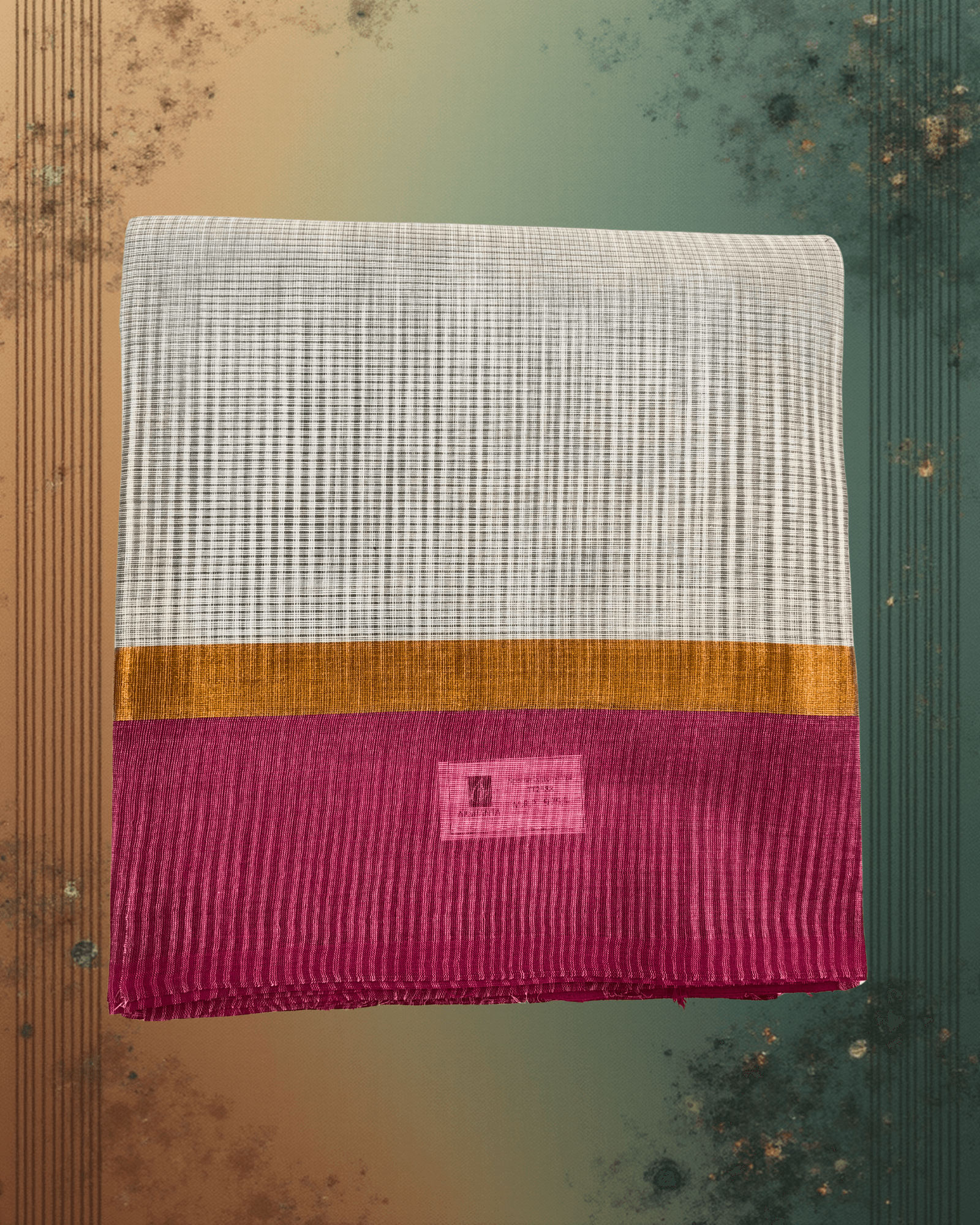 Pure Handloom Cotton Saree: Subtle Grey & White Stripes with Bold Magenta Border