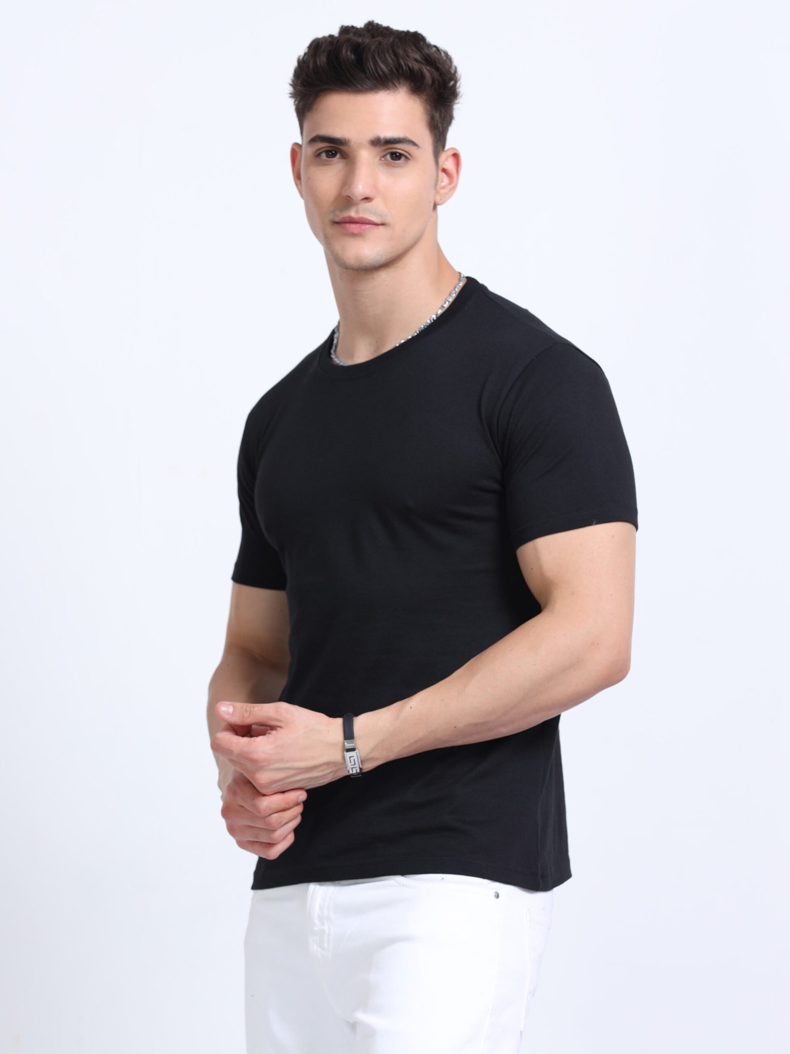 BIOWASH Men?s 100% Cotton Round Neck T-Shirt ? Ultra Soft Single Jersey | 180 GSM | Premium Quality - Black, M