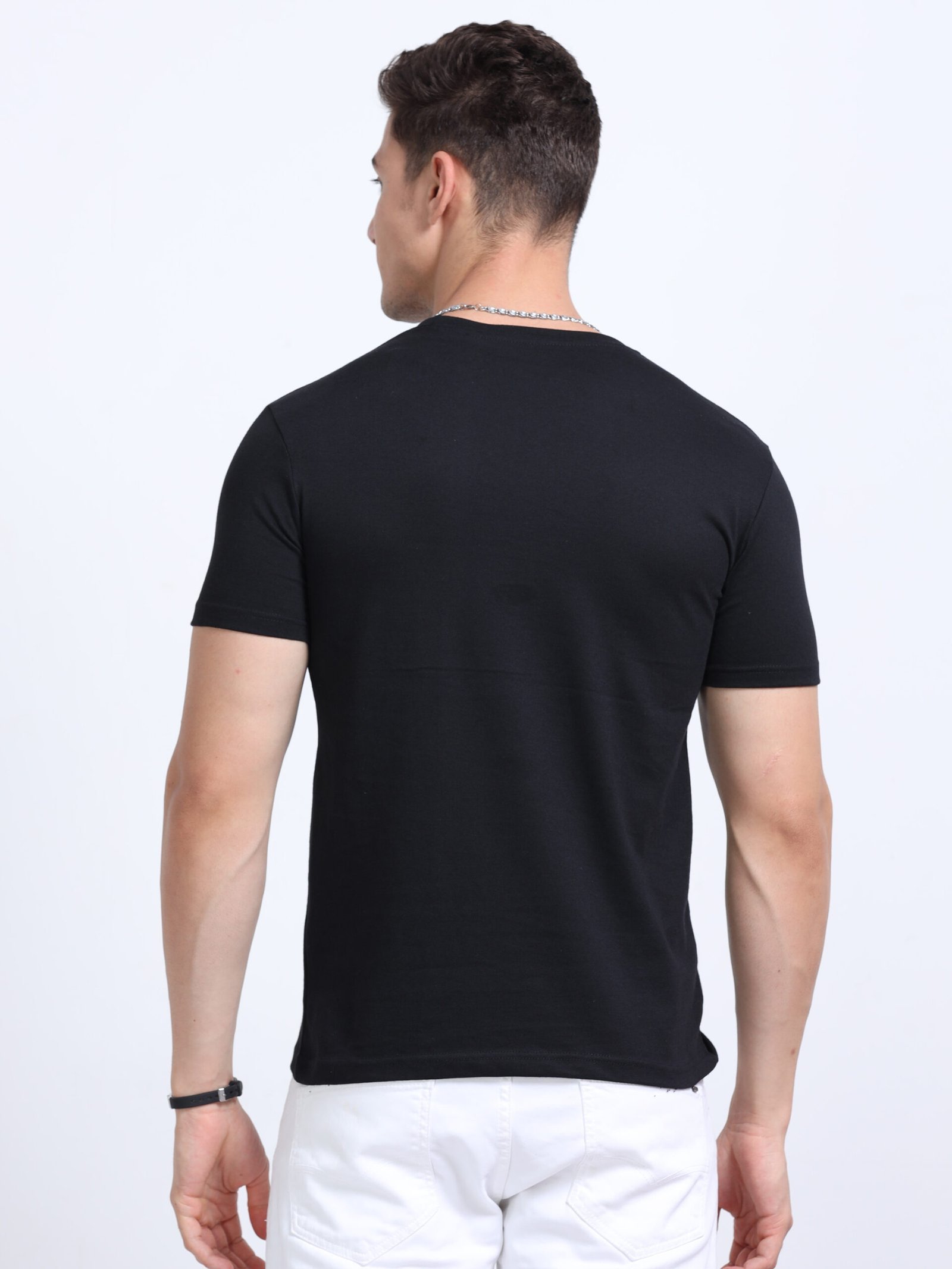 BIOWASH Men?s 100% Cotton Round Neck T-Shirt ? Ultra Soft Single Jersey | 180 GSM | Premium Quality - Black, S