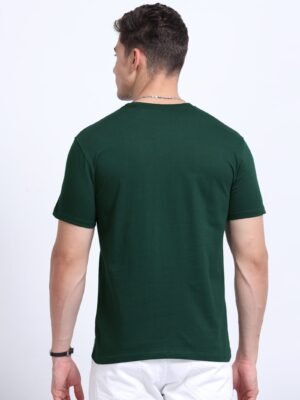 BIOWASH Men?s 100% Cotton Round Neck T-Shirt ? Ultra Soft Single Jersey | 180 GSM | Premium Quality - Bottle Green, M