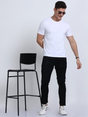 BIOWASH Men?s 100% Cotton Round Neck T-Shirt ? Ultra Soft Single Jersey | 180 GSM | Premium Quality - White, L