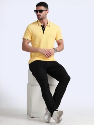 ORGANIC Premium Polo T-Shirt for Men ? 100% Cotton | 270 GSM | Biowash Softness | Velvet Tape Accents