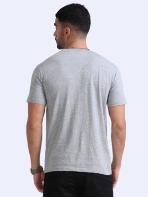 BIOWASH Men?s 100% Cotton Round Neck T-Shirt ? Ultra Soft Single Jersey | 180 GSM | Premium Quality - Grey Melenge, L
