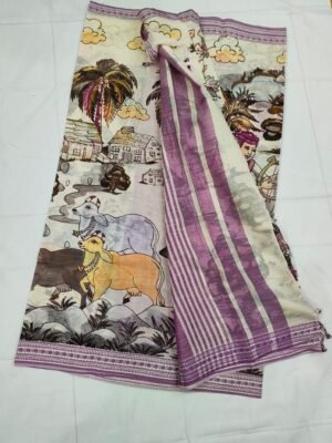 Khadi Cotton Digital Print Saree