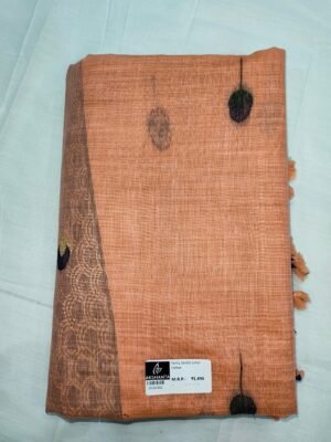 Fancy Linen Cotton Saree with Handcrafted Lotus & Nature Motifs