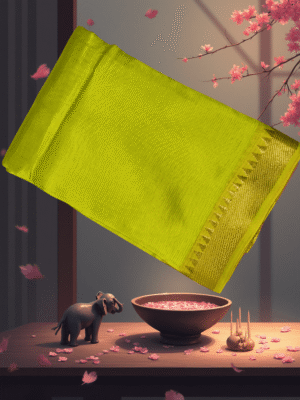 Patur Handloom Art Silk Saree: Bold Parrot Green with Contrasting Pink Pallu