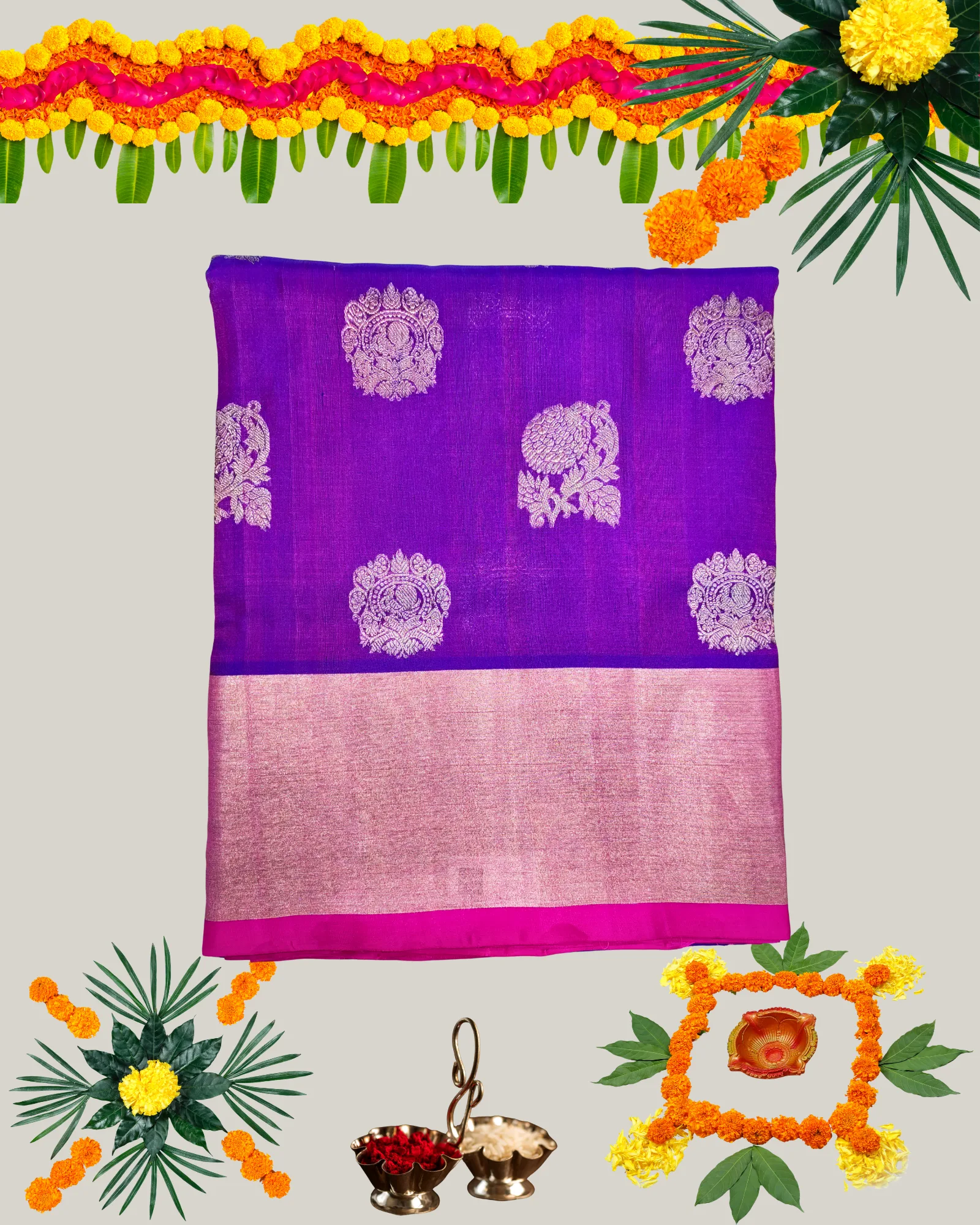 The Venkatagiri Royal: Pure Handloom Silk Saree with Heavy Zari Brocade | Heirloom Collection