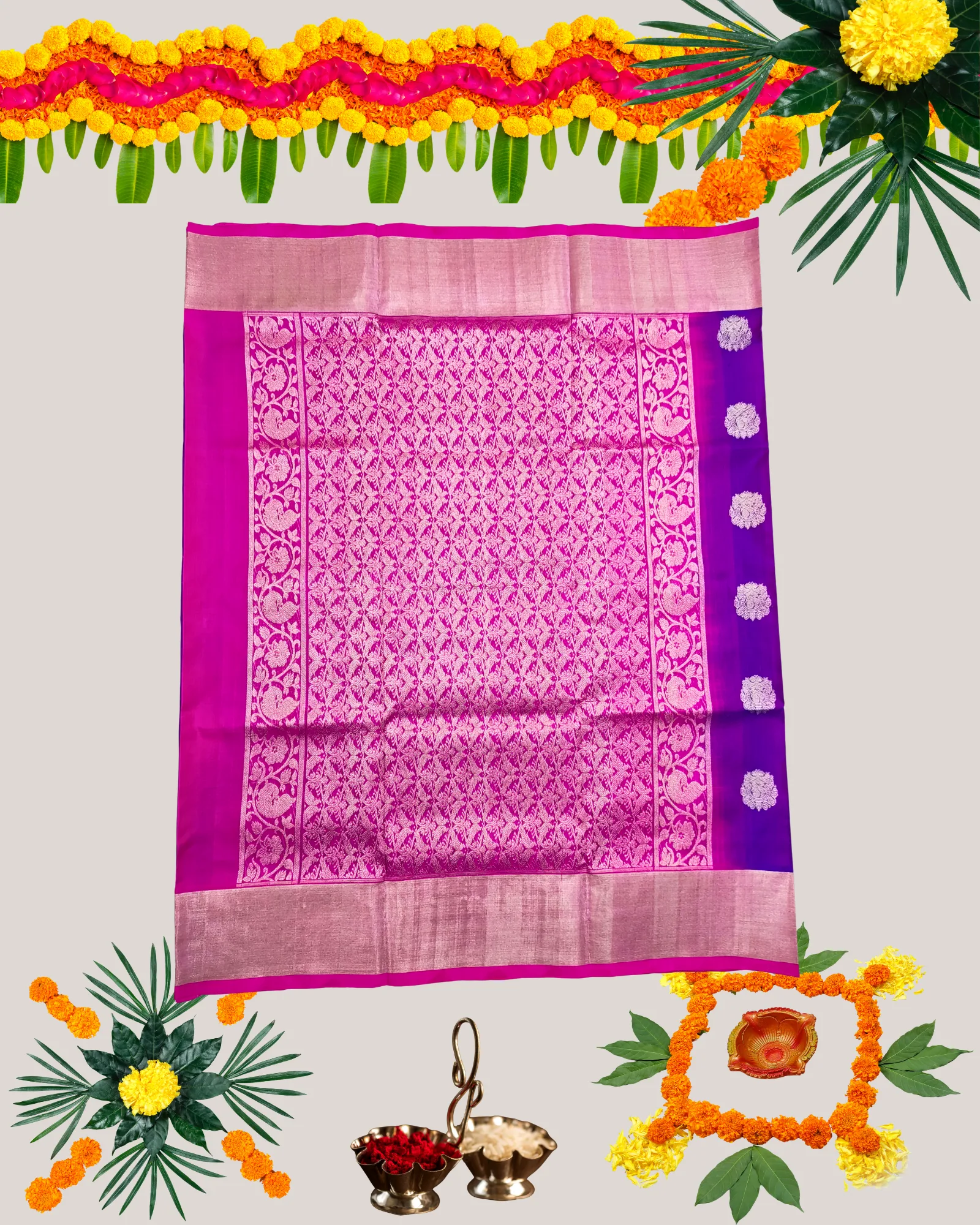 The Venkatagiri Royal: Pure Handloom Silk Saree with Heavy Zari Brocade | Heirloom Collection - Image 3