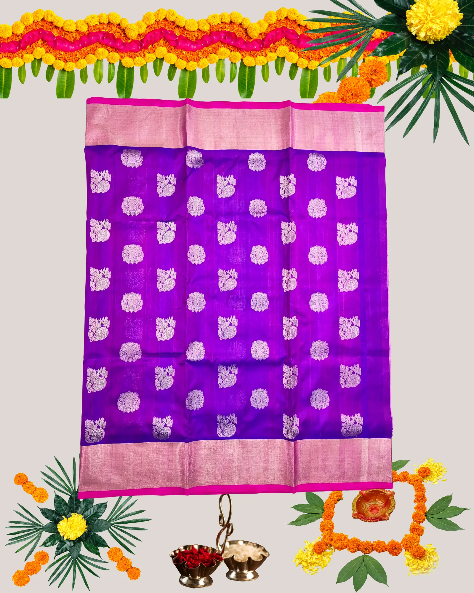 The Venkatagiri Royal: Pure Handloom Silk Saree with Heavy Zari Brocade | Heirloom Collection - Image 2
