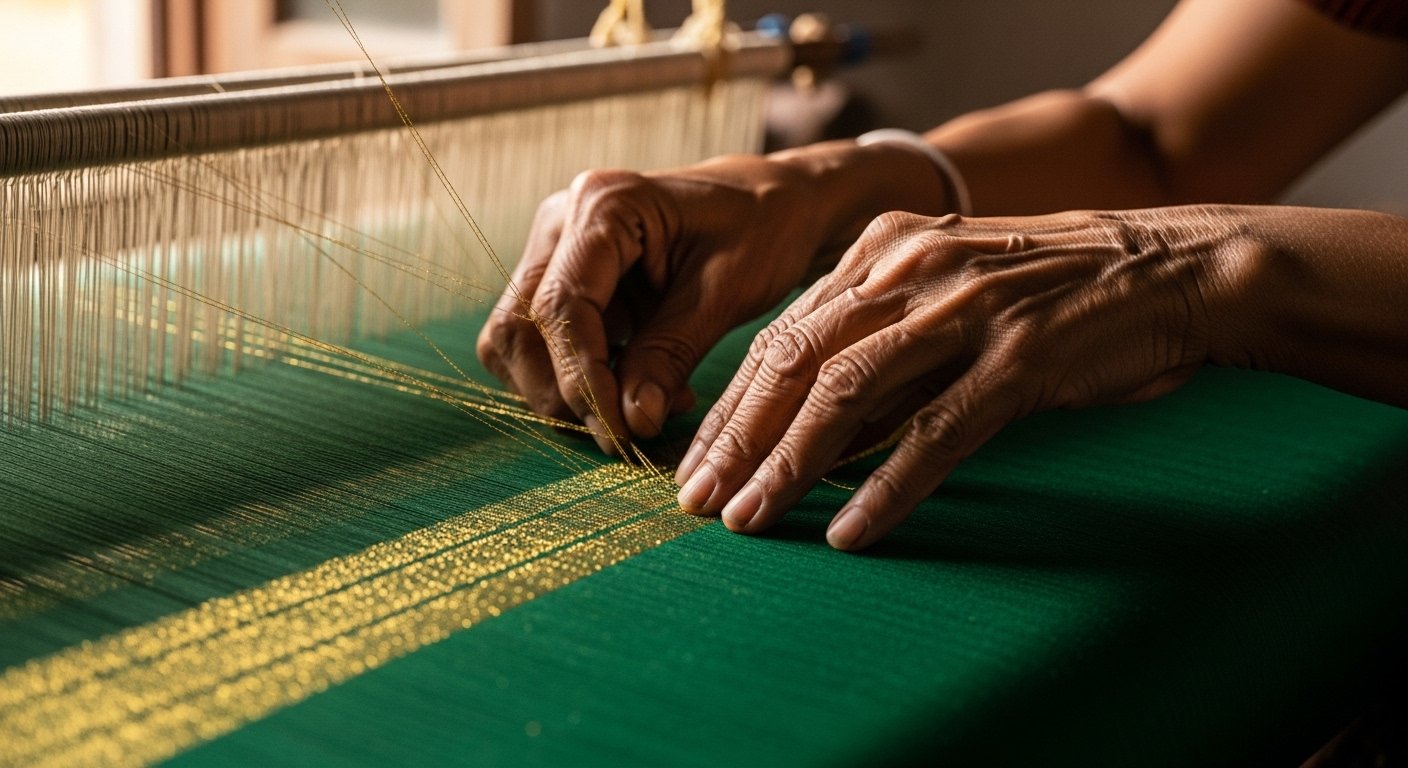 Artisan hands weaving