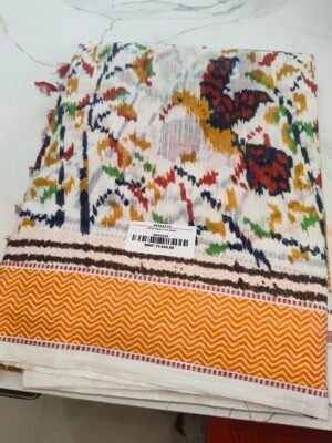 Khadi Digital Print Sarees - MUSTARD YELLOW