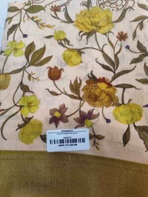 Ruby Silk Digital Print Sarees - Cream Yellow