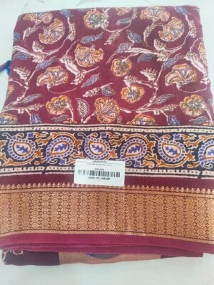 Ruby Silk Digital Print Sarees - Chocolate Brown