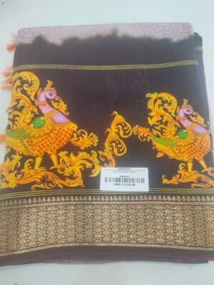 Ruby Silk Digital Print Sarees - Black