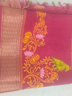 Ruby Silk Digital Print Sarees - Maroon