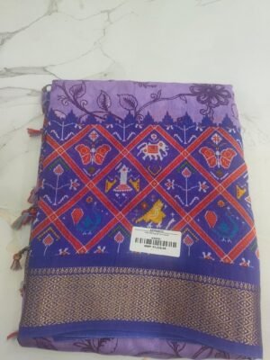 Ruby Silk Digital Print Sarees - Violet
