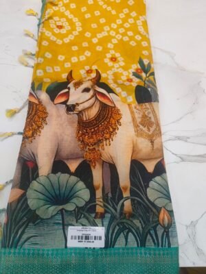 Mangalagiri Digital Print Sarees - Yellow