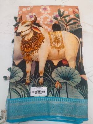 Mangalagiri Digital Print Sarees - Peach