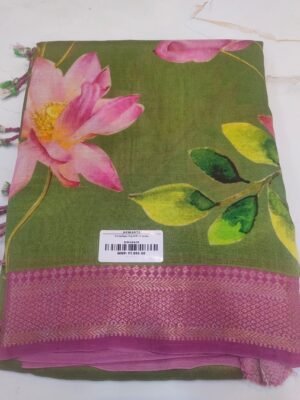 Mangalagiri Digital Print Sarees - Green