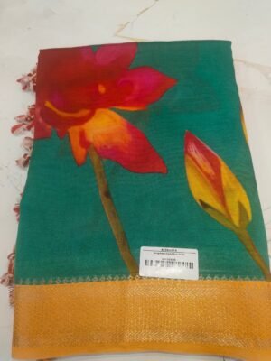 Mangalagiri Digital Print Sarees - Green
