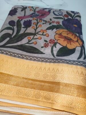 Cotton Magic Mudra Saree - Cream