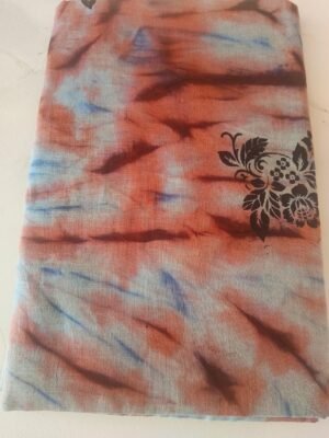 Pure Cotton Saree (Dye) without Blouse - Light Blue