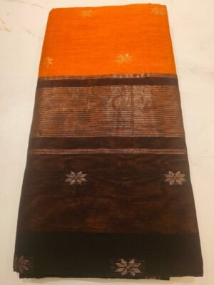 Maheswari Cotton Saree - Orange