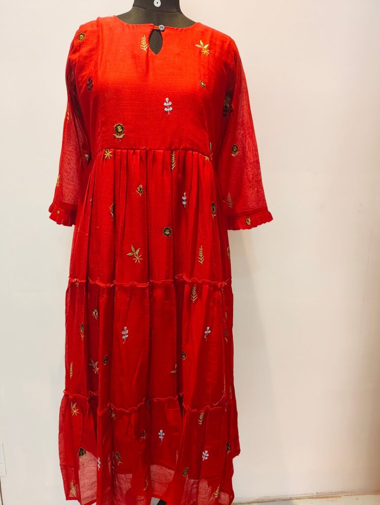 Malchandheri Frock Red